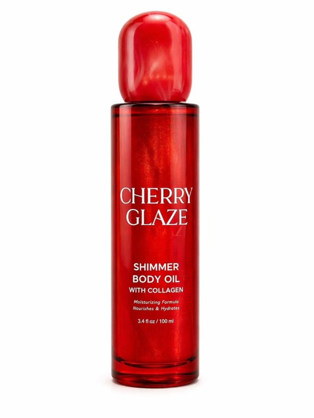 Cherry Glaze Shimmer Body Oil Collagen Hydrating Glow Oil 3.4 oz
